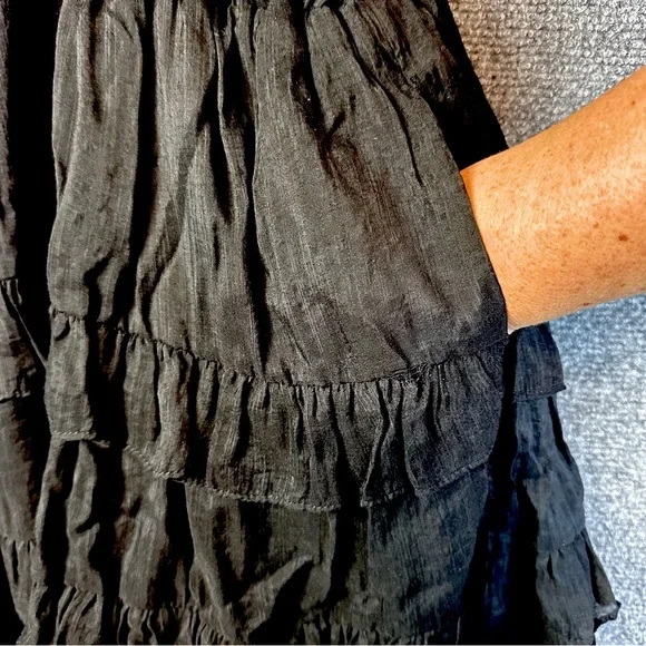 Mustard Seed ruffled flutter sleeve mini dress M layered tiered pockets coquette - Picture 9 of 15